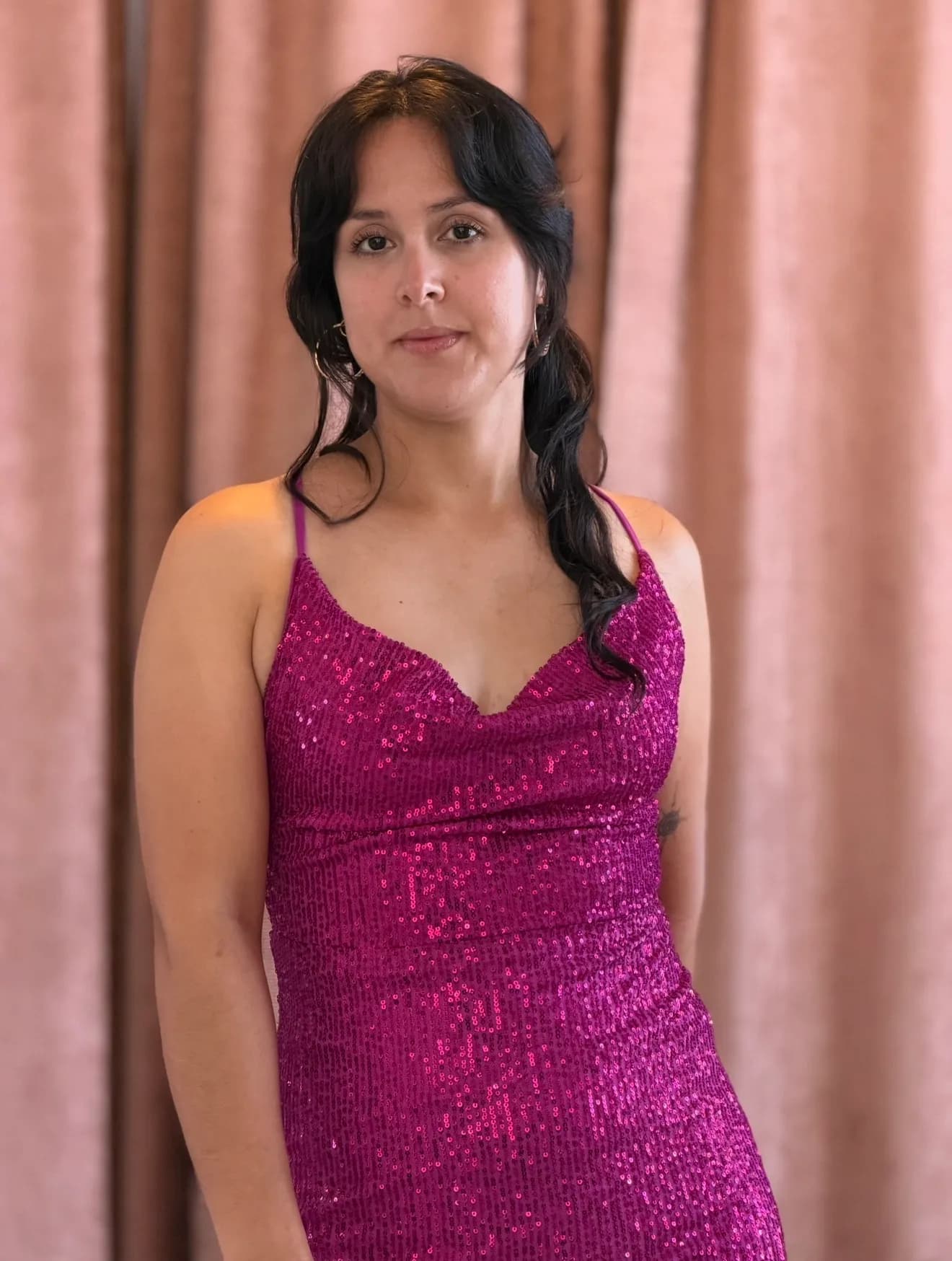 Vestido rosa con lentejuelas, Largo - 012 - Imagen 4