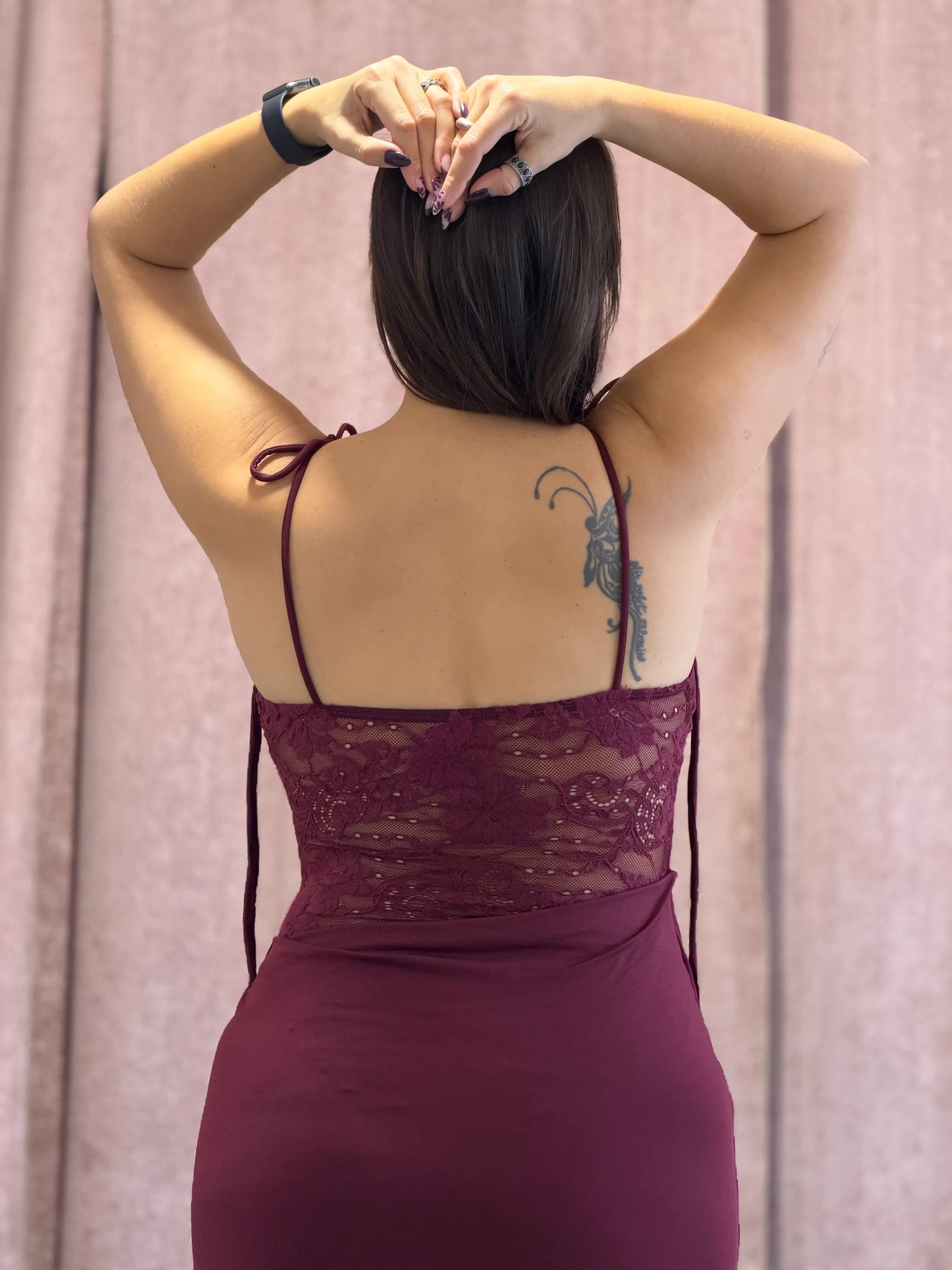 Vestido bordo con body - 128 - Imagen 5