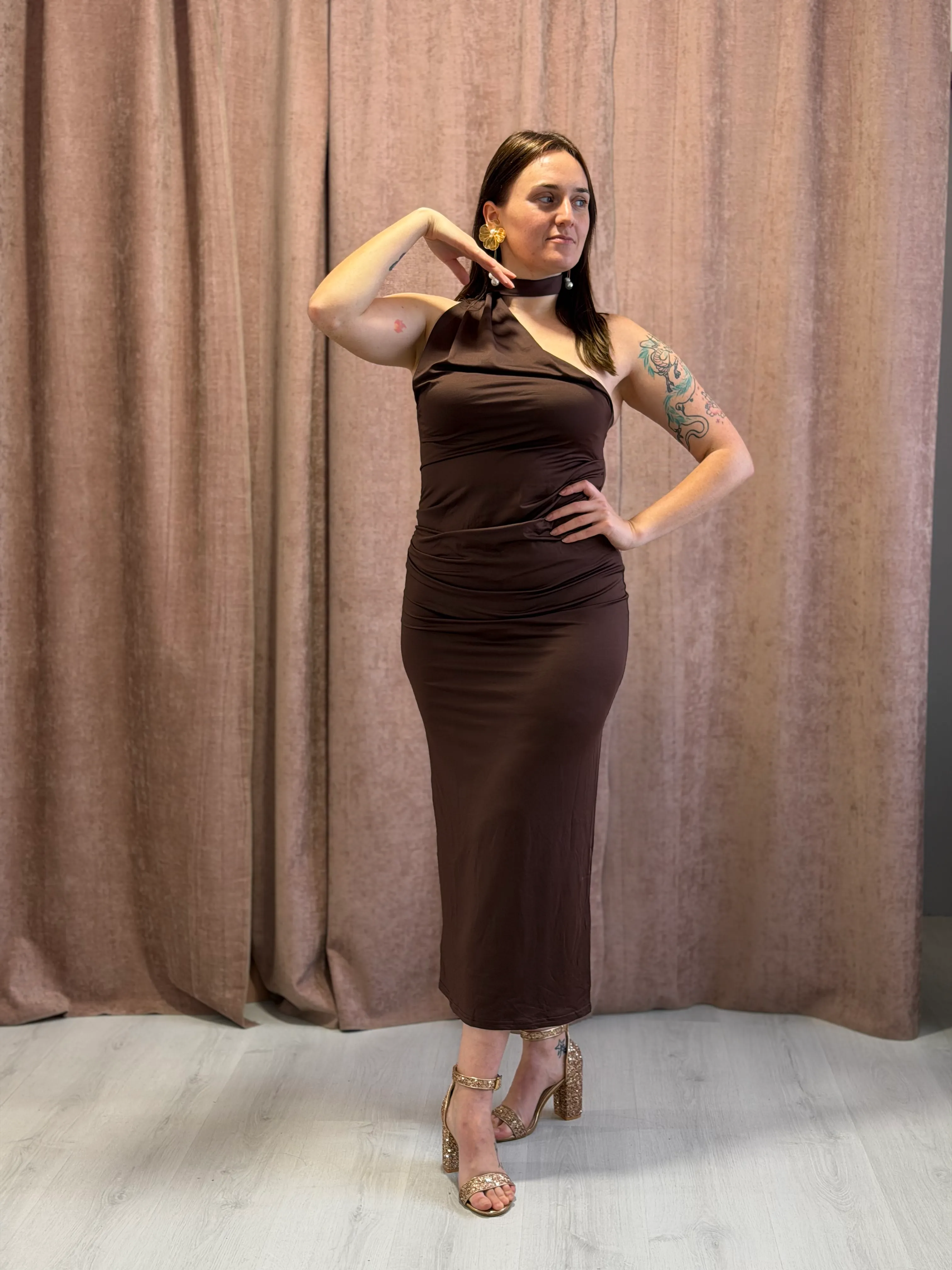 Vestido Marrón con lazo - 131