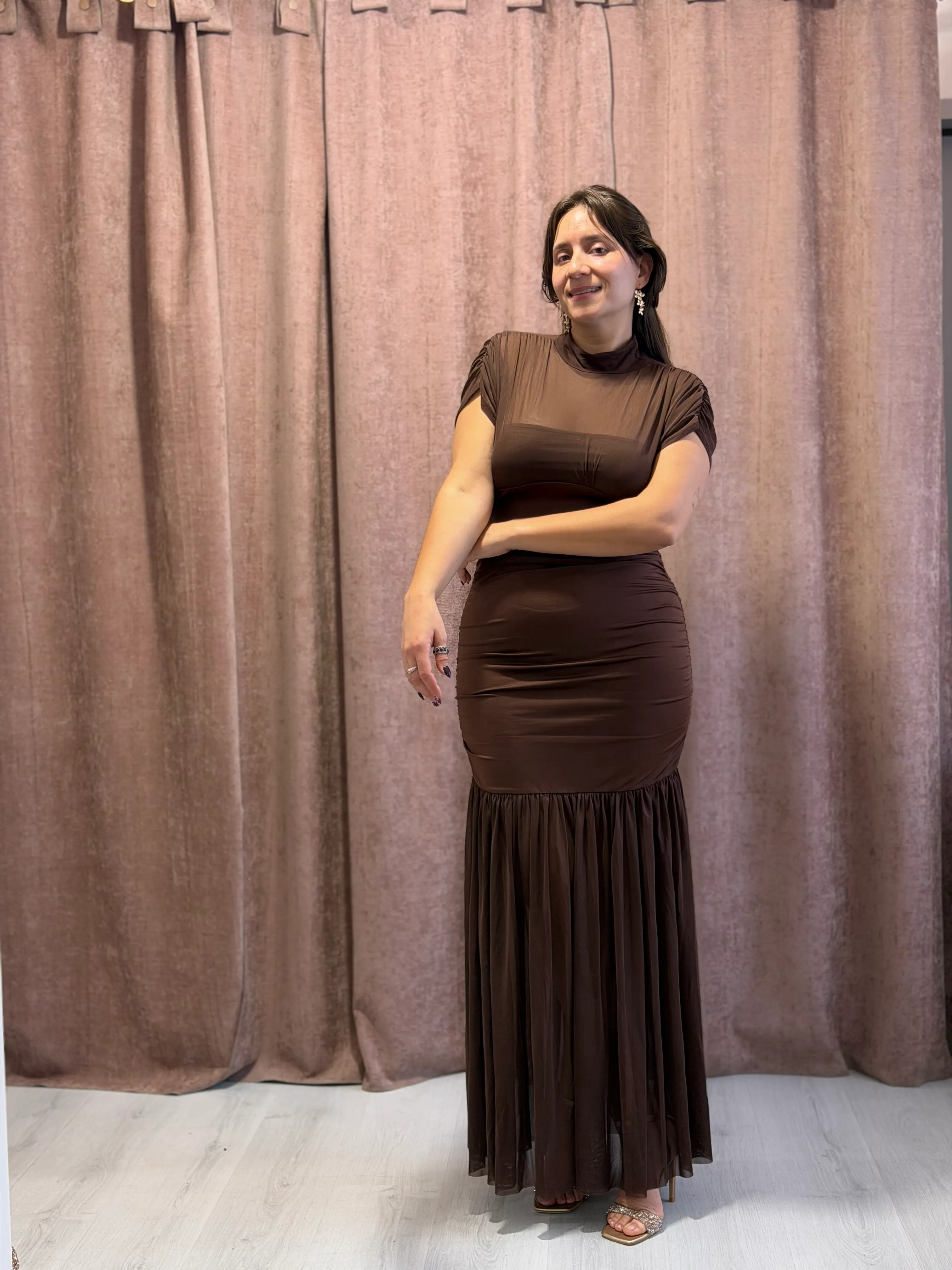 Vestido Cuello Tul - 126