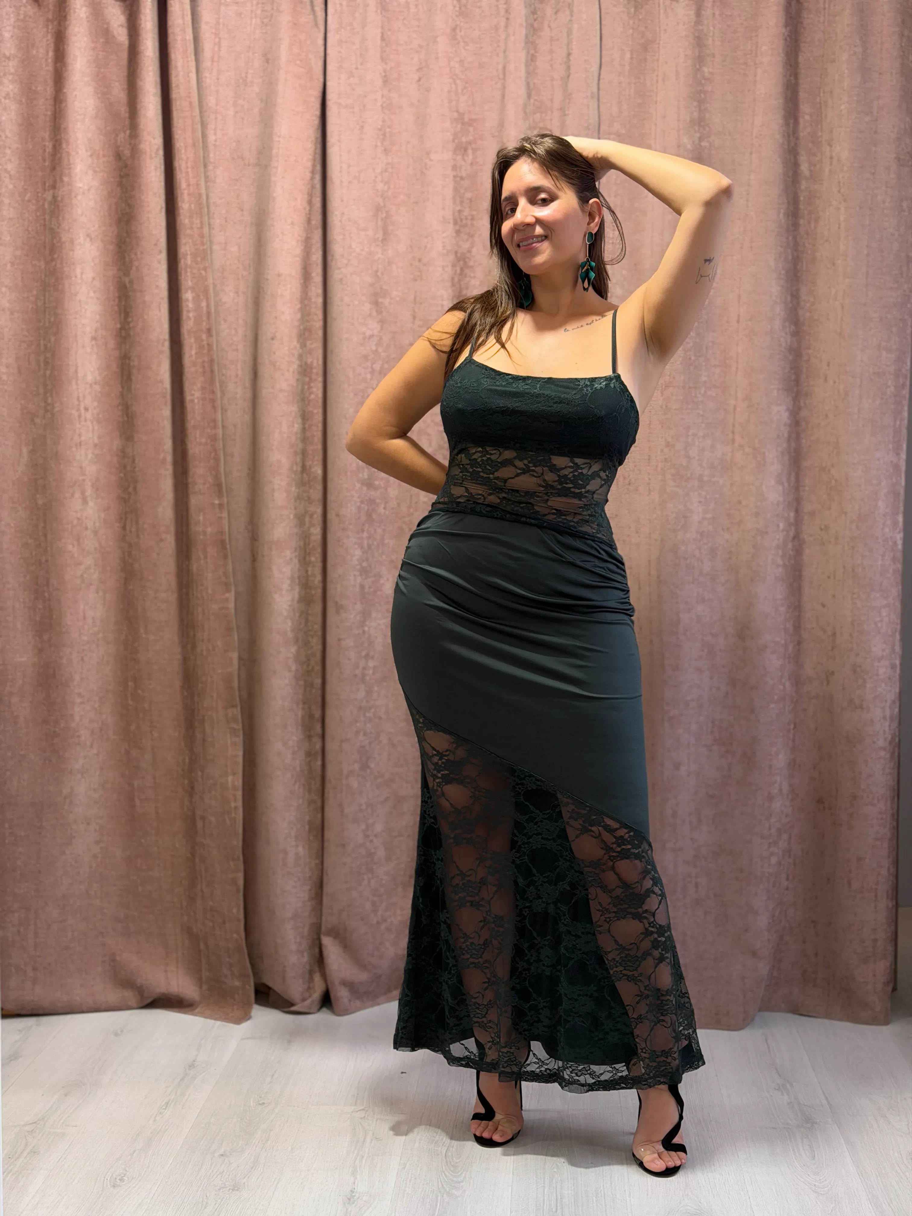 Vestido Verde con encaje - 125