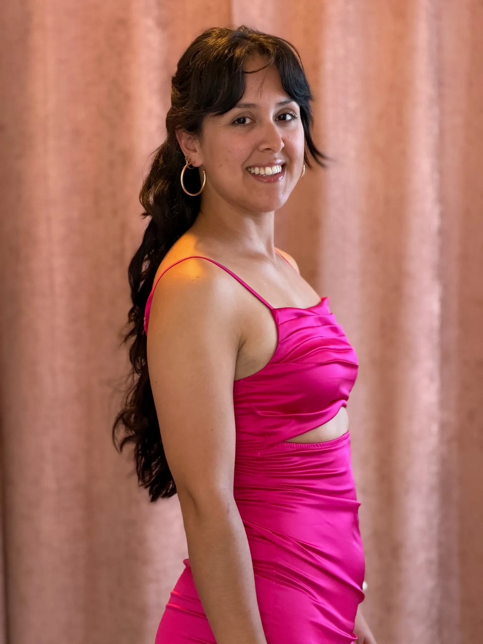 Vestido seda fucsia, Corto - 014 - Imagen 1