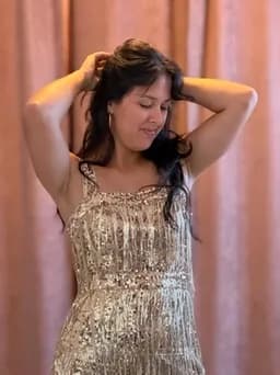 Vestido dorado con flecos-028 - Imagen 1