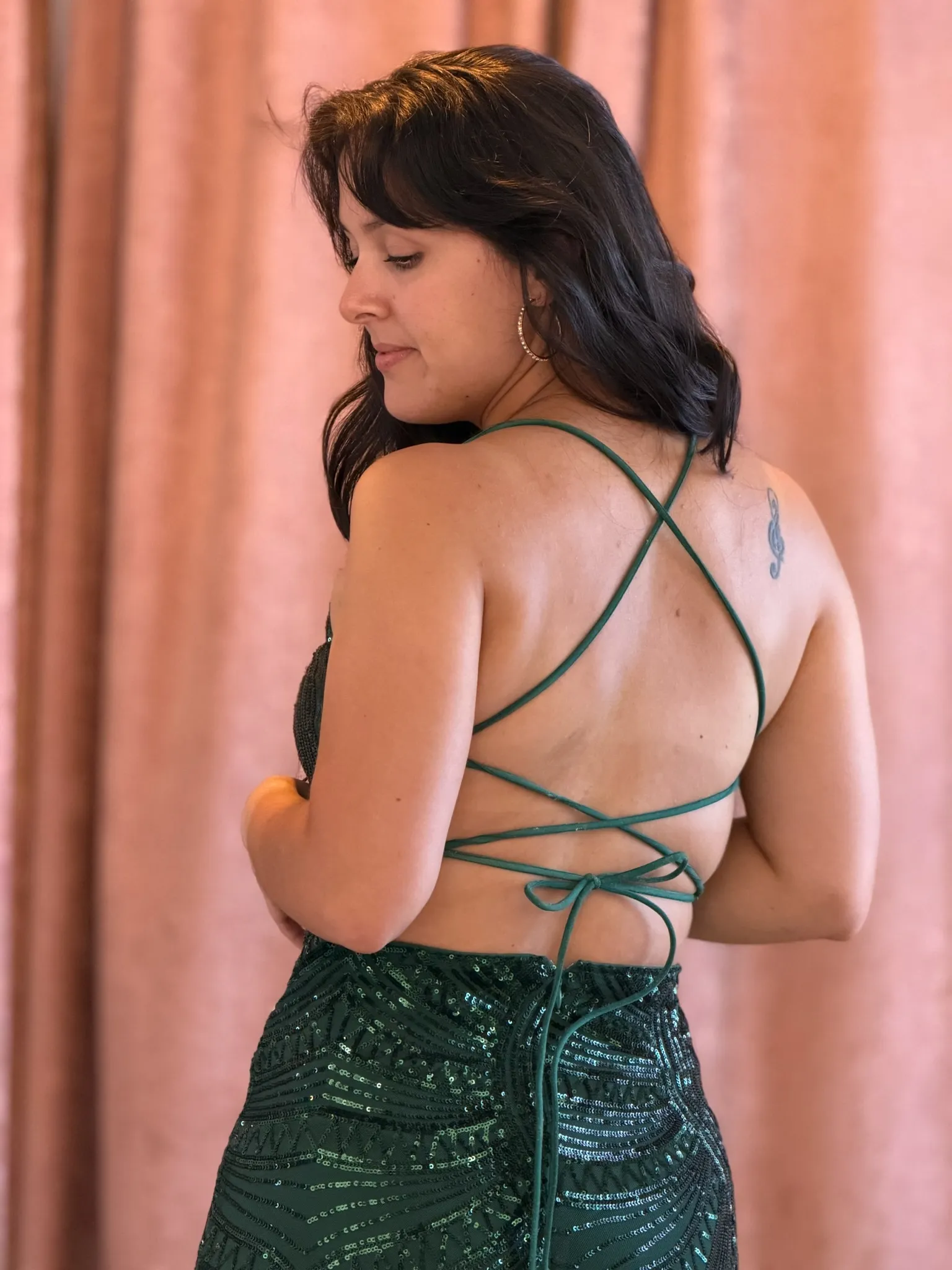 Vestido con diseño en lentejuelas, Largo - 041 - Imagen 3