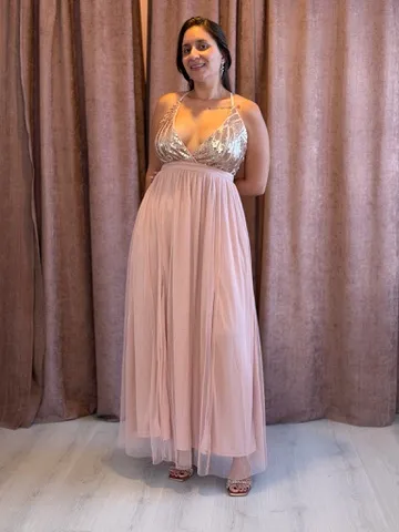 Vestido largo con tul rosa - 018 - Imagen 2