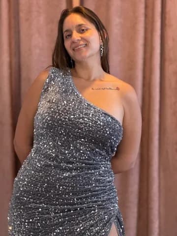 Vestido largo gris con lentejuelas - 038 - Imagen 1