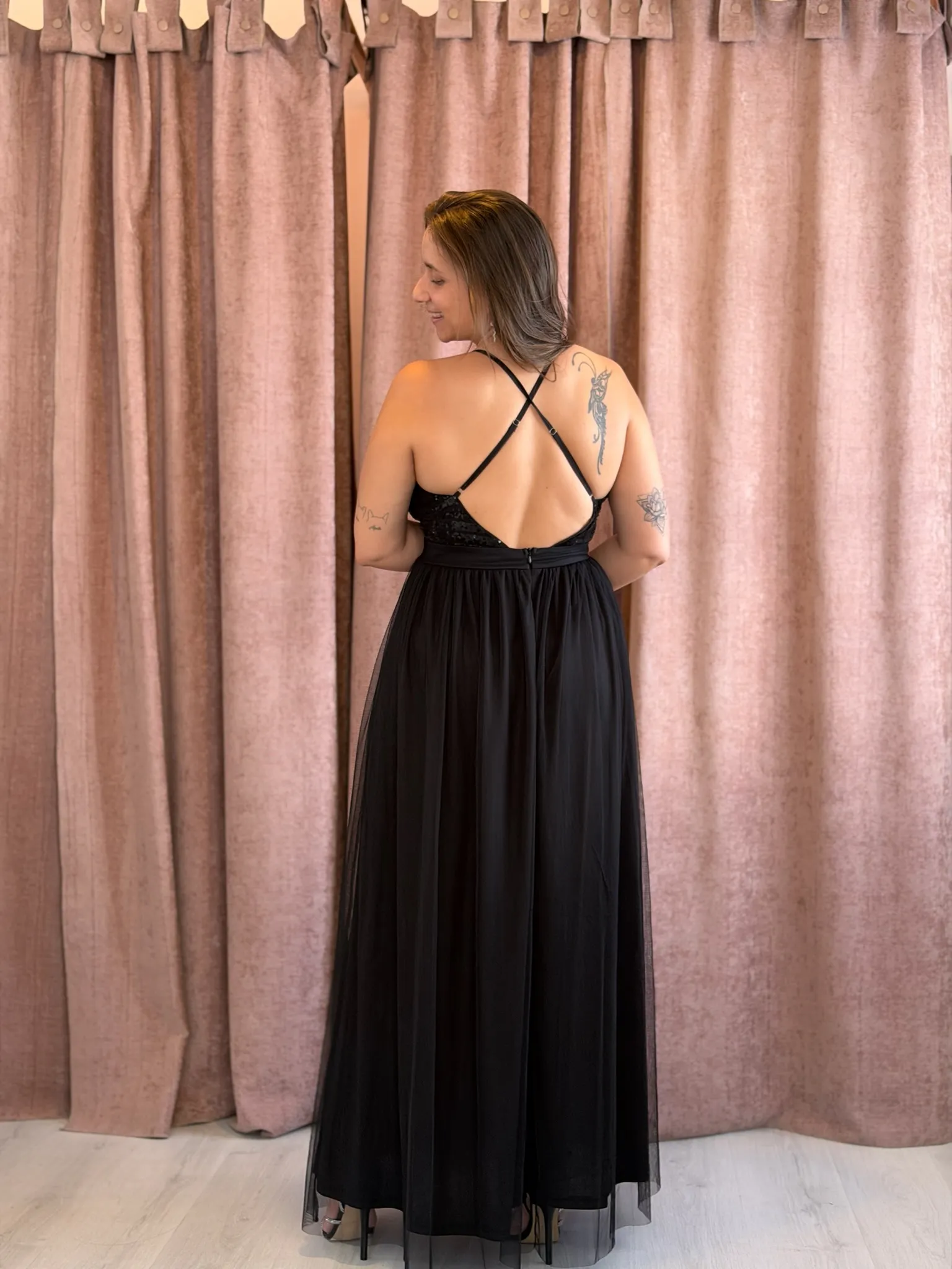 Vestido largo negro tul - 068 - Imagen 2