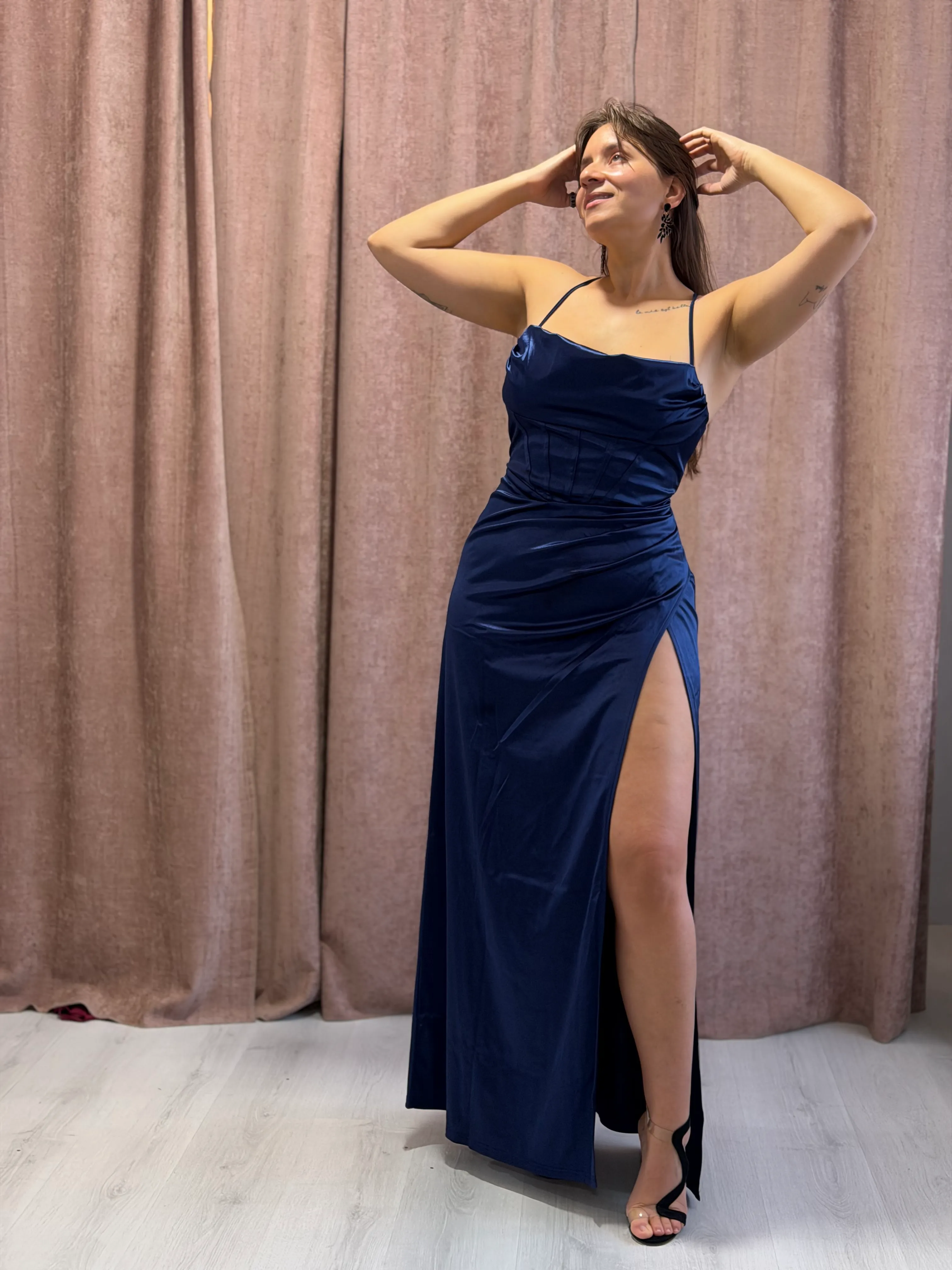 Vestido Largo Azul Corset - 123