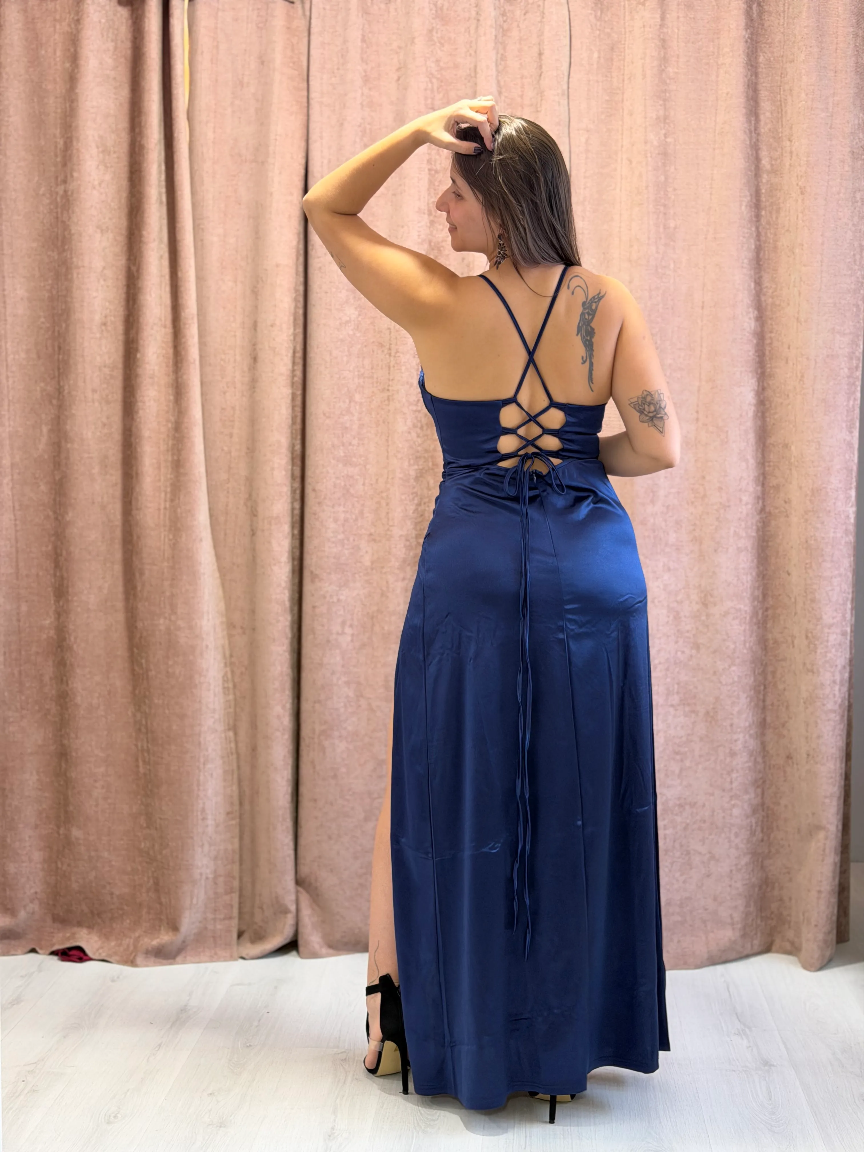 Vestido Largo Azul Corset - 123 - Imagen 3